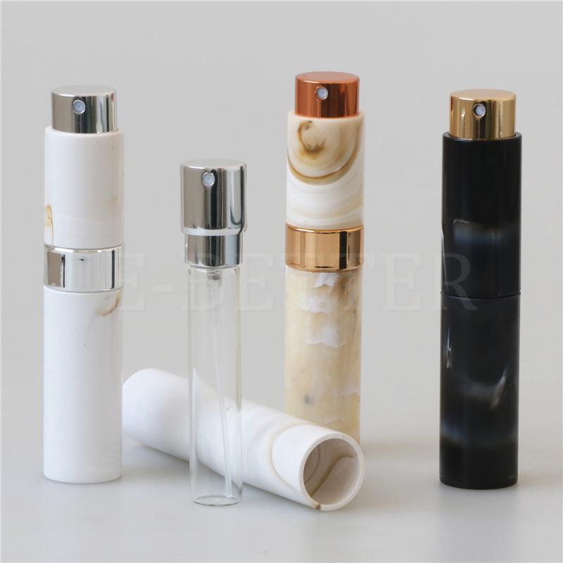 portable 10ml crimp perfume spray bottle plastic marble pattern 